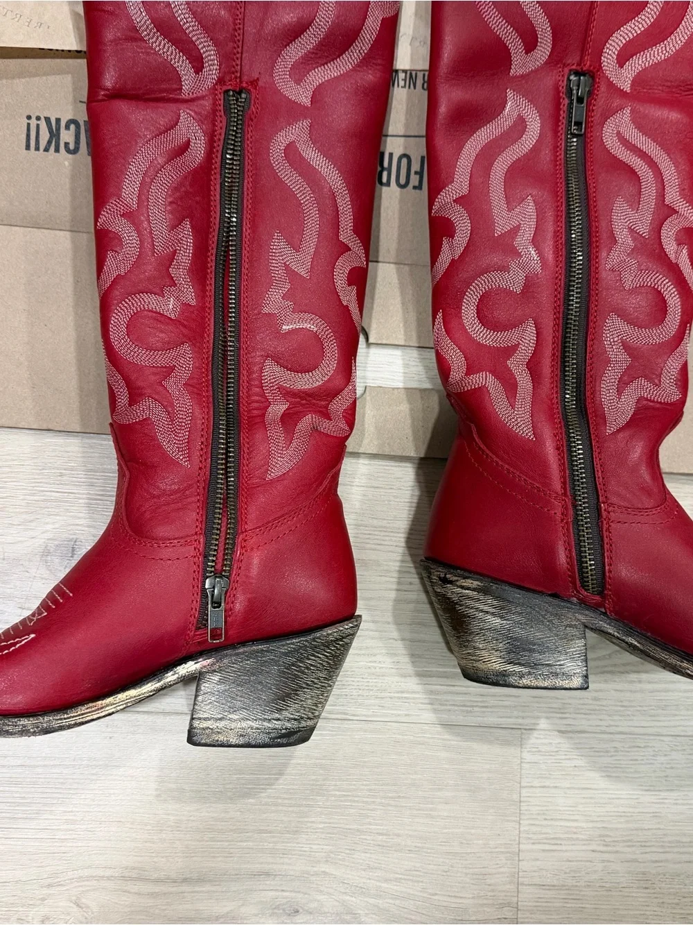 Liberty Black Over the knee Red boots